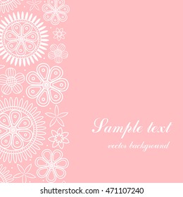 Pink background with vertical floral frame