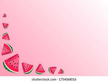 Pink background with watermelon slices