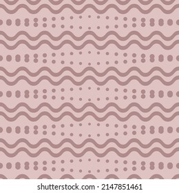 Pink background and wavy lines and dots in horizontal rows