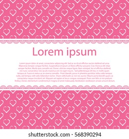 Pink background White brush heart postcard valentines