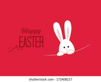 Pink background with white Easter rabbit