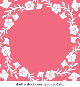 Pink background with white flowers handmade vector design