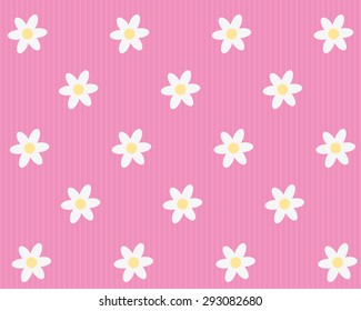 pink background with white flowers print