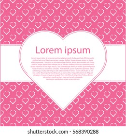 Pink background White heart form heart postcard valentines