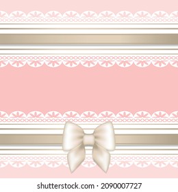 Pink background with white lace and bow