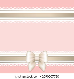 Pink background with white lace and bow