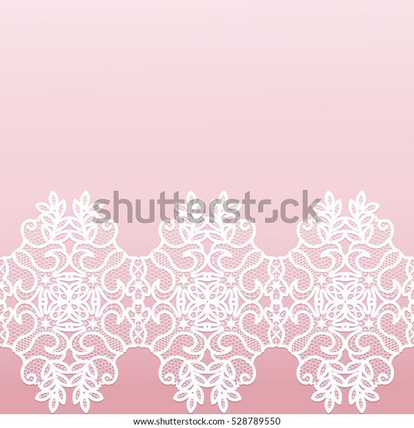 Pink Background White Lace Pattern Border Stock Vector (Royalty Free ...