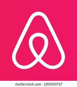 pink background white line Airbnb logo symbol icon sign vector template svg