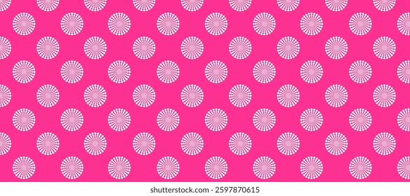 Pink background and white polka dot vector seamless pattern with circles
