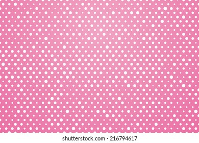 pink background with white polka dots