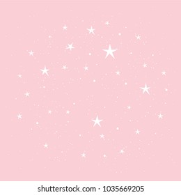 Pink background with white stars. Hand drawn elements for your designs dress, poster, card, t-shirt.