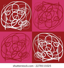 A pink background with a white swirl and a red background with the words " love ".