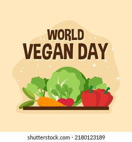 Pink background of World Vegan day illustration. Fit for background, banner, backdrop, ppt. Vector eps 10