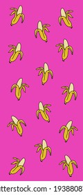 pink background with yellow bananas