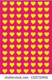 pink background with yellow hearts