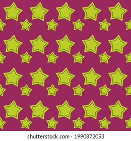 Pink background and yellow stars pattern. Vector simple stars wallpaper.