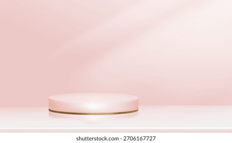 Fundo rosa,Luz brilhante na exibição de cilindro 3d para a venda de Natal,Quarto de estúdio cor-de-rosa podium display background,Vetor Sweet pastel backdrop banner para produto de beleza,Dia das mães,Dia dos namorados 