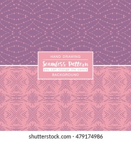 Pink backgrounds with seamless patterns. Ideal for printing onto fabric and paper or scrap booking. Vector illustration