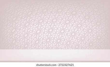 Fundo Rosa,Sala de estúdio em padrão árabe ou arabesco com sombra em parede bege,Ornamento tradicional para design islâmico,Ramadã Kareem,Eid al fitr,Eid Mubarak,Ramada Kareem,Eid al adha,Muharam 