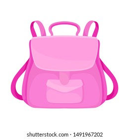 Pink backpack. Vector illustration on a white background.
