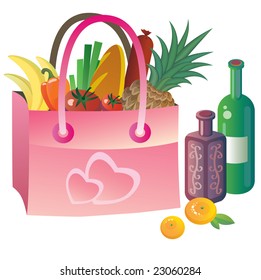 Pink bag with food
