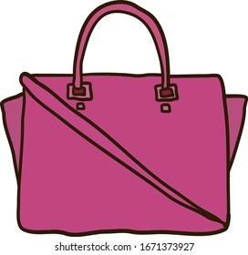 Pink bag, illustration, vector on white background.