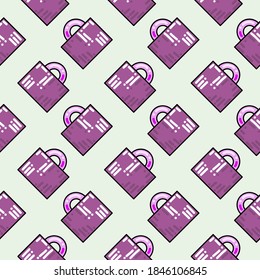 Pink bag, seamless pattern on pastel background.