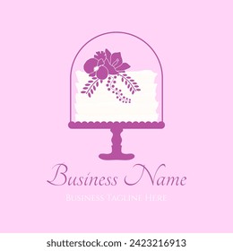 Pink Bakery Logo Design with a Cake