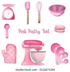 Pink Bakery Pastry Tool Watercolor Collection