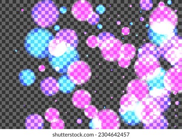 Pink Ball Background Transparent Vector. Spot Festive Template. Sunshine Texture. Blur Flare Isolated Illustration. Purple Bright.