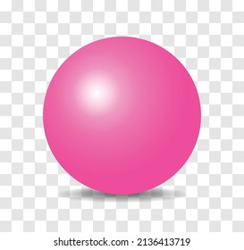 Pink ball vector on transparent background.