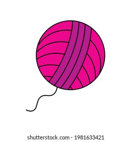 bola rosa de la ilustración vectorial de icono de lana