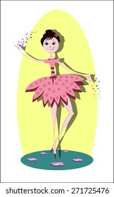 pink ballerina dance girl with flowers image