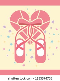 pink ballet pointe shoes diamond shape heart