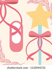 pink ballet pointe shoes and magic wand accessory