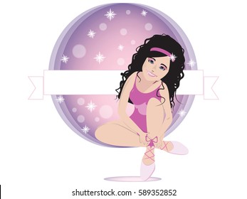 Pink ballet pointes. Beautiful ballet dancer. card. Vector illustration.