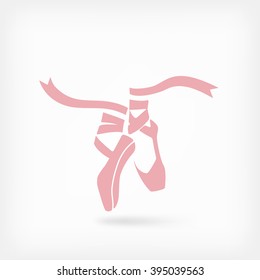 pink ballet pointes. dance studio symbol - vector illustration. eps 10