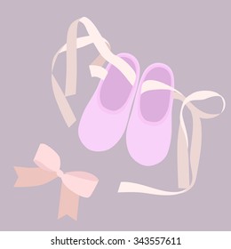 Pink ballet shoes .