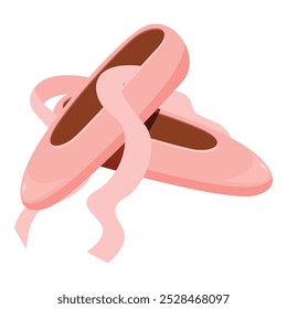 Pink ballet shoes with satin ribbons are ready for a dancer to wear to class