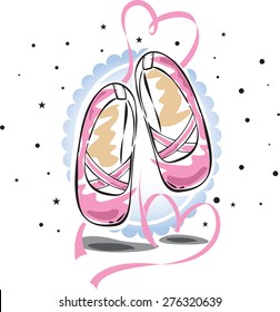 Pink ballet shoes vector.