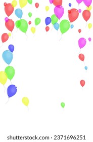 Vector blanco de fondo de balón rosado. Fondo del Festival de Globos. Colorido Ininflable. Aire Azul. Tarjeta de Streamers de Confetti.