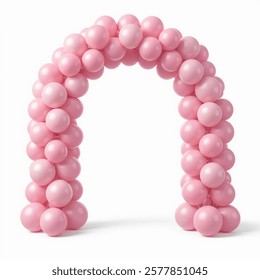 Pink balloon arch isolated on a  white background. Vector illustration.