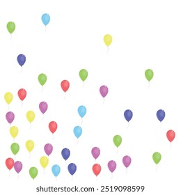 Pink Balloon Background White Vector. Flying Birthday Frame. Green Wedding. Yellow Toy. Air Creative Card.