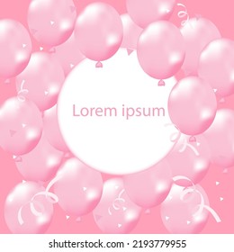 Pink Balloon desing vector background.