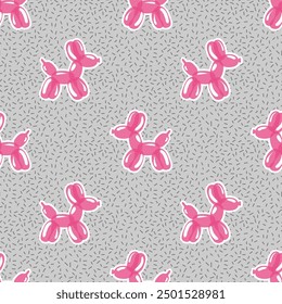 Pink balloon dogs seamless pattern. Wrapping paper pint, vector illustration