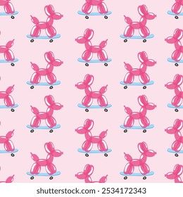 Pink balloon dogs seamless pattern. Wrapping paper print