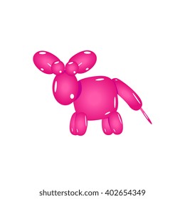 Pink Balloon Donkey Realistic Vector Illustration Isolated On White Background