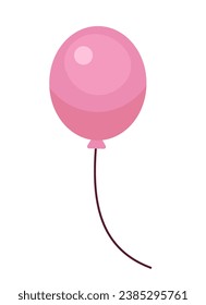 Pink balloon floating 2D cartoon object. Surprise party decoration isolated vector item white background. Entertainment. Festive baloon on string. Celebrate child birth color flat spot illustration