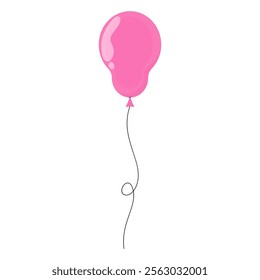 Pink balloon floating gently against a white background in a playful design