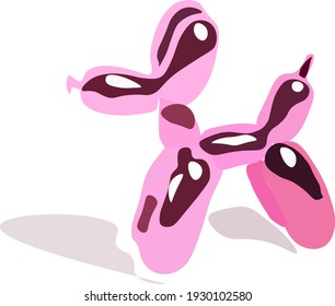 

Pink balloon in the form of a dog. Vector illustration